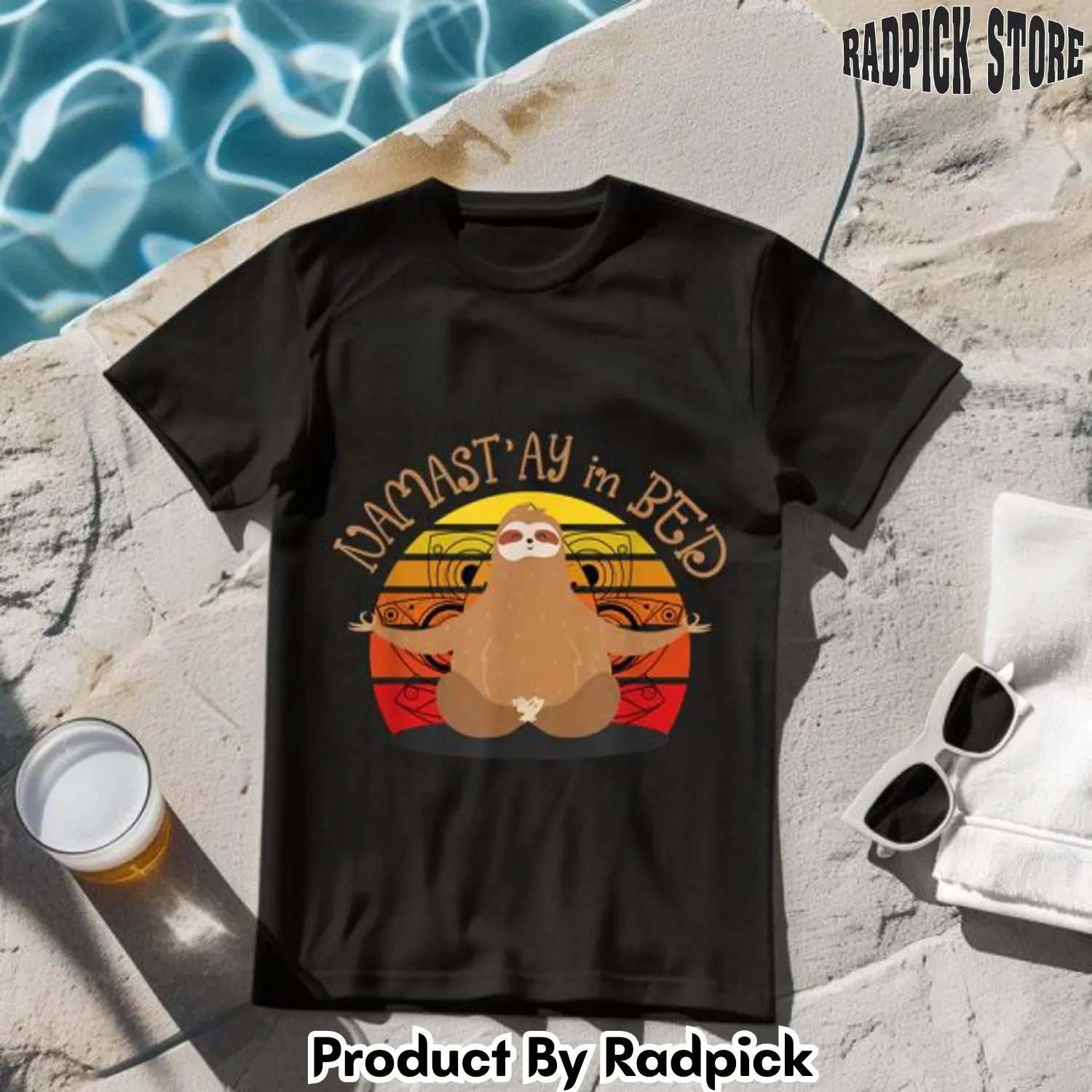 Namastay in the bed sloth yoga tshirt rp2647417